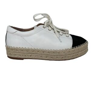 Linea Paolo Sneakers Women's 7.5 White Leather Espadrille Lace Up Shoes